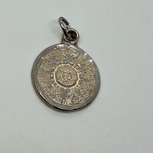 Vtg 925 Sterling Silver Mayan Calendar Plata Silver Charm / Pendant